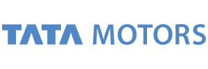 Tata Motors in blue on white background